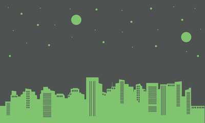 Naklejka premium Silhouette of building on green backgrounds