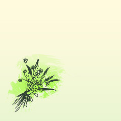 Doodle hand drawn flower, watercolor background. Bouquet.