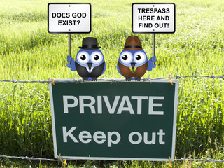Does God exist with farmer offering trespasser the opportunity to find out 