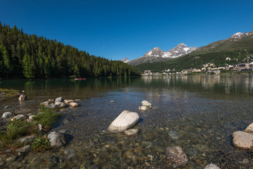 Village and Lake St. Moritz, Switzerland