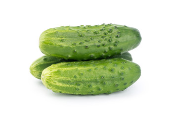 green cucumbers isolated on white background