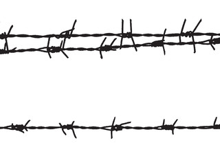 Old and rusty barbed wire on the fence