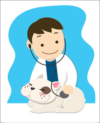 Vector illustration of male veterinarian. Pet doctor.