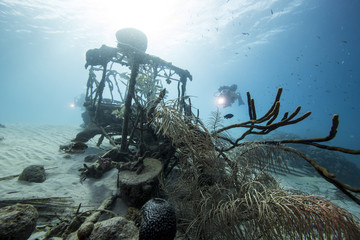 Unterwasser - Riff - Schwamm - Wrack -Flugzeugwrack - Taucher - Tauchen - Curacao - Karibik