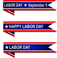 Happy Labor Day, blue banner with stars