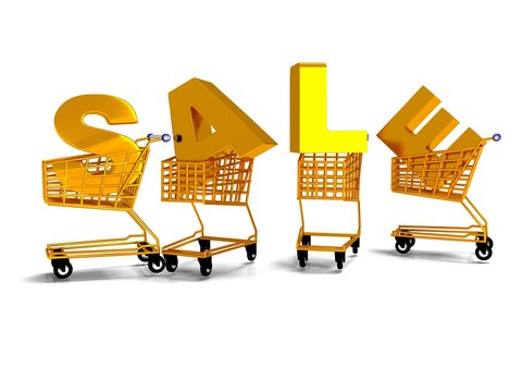 Shopping carts, selling, letter 3d rener