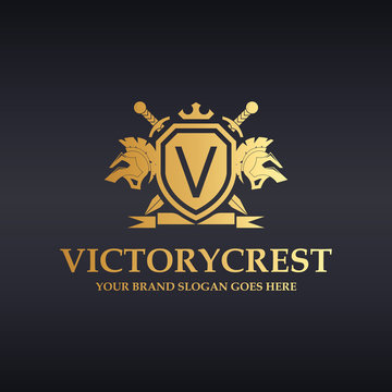 Victory logo. Knight logo. V letter logo