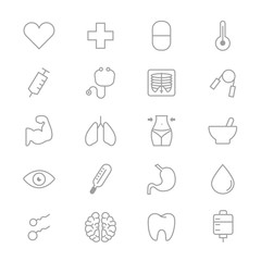 Medical and Health Care Fitness Set Of Healthy Icons Line