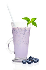 Fresh blueberry smoothies with milk