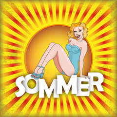 Sommer - Retrosonne mit einem Pinup Girl