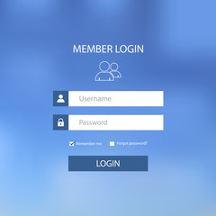 Login web screen with blue design template