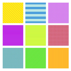 Set of 9 geometrical seamless patterns.