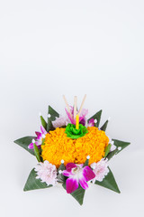 Krathong, the hand crafted floating candle made of floating part