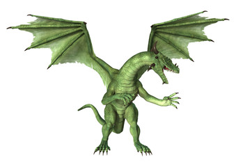 Naklejka premium 3D Rendering Fantasy Dragon on White