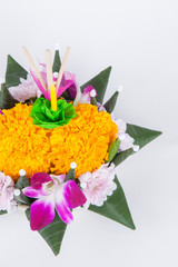 Krathong, the hand crafted floating candle made of floating part