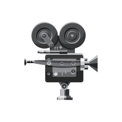 Retro camera icon in cartoon style isolated on white background. Video symbol