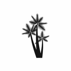Three tropical palm trees icon in simple style isolated on white background. Flora symbol