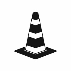 Traffic cone icon in simple style isolated on white background. Warning symbol