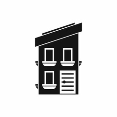 Two-storey house icon in simple style isolated on white background. Structure symbol