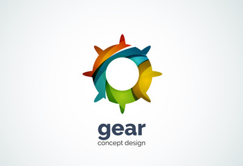 Gear logo template, hi-tech digital technology working and engineering concept