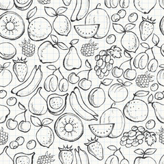 Fruit seamless pattern. Hand drawn vector background