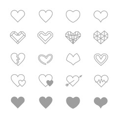Heart Icons Line Set Of Vector Illustration