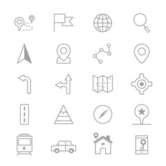 Fototapeta premium Navigation and location Icons Line Set Of Vector Illustration