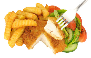 Breaded Chicken Steak And Chips Meal