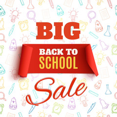 Back to School Sale. Red banner.