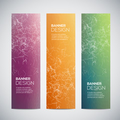 Banners with abstract colorful triangulated lined geometric background