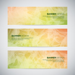 Banners with abstract colorful triangulated lined geometric background