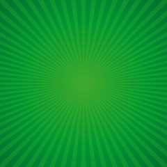 Green retro sunburst background. Vintage green rays sunburst style abstract background. Vector rays background. Green background texture with sunburst. Retro green background for St. Patrick's Day