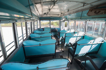 vintage old bus, seats