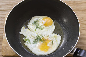 Fried Eggs in pan
