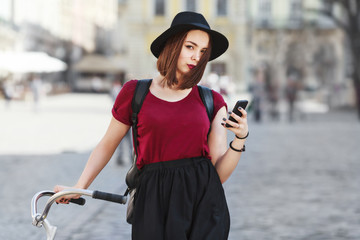 Nice girl with bicycle