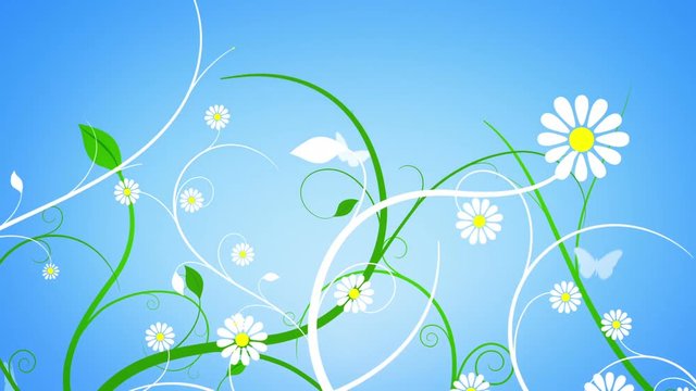 Loopable animated background of vines growing into flowers.