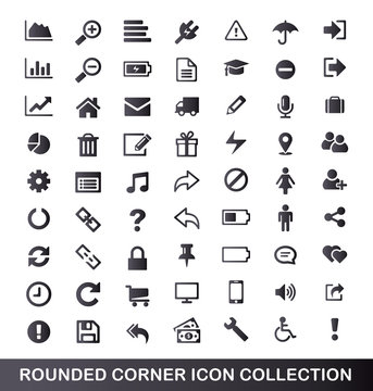 Rounded corner grey gradient universal icons for web and mobile.