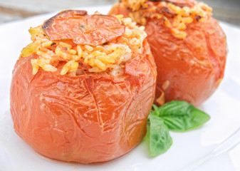 Italian baked stuffed tomatoes with rice