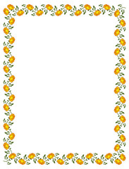 Vertical frame with yellow roses. Vector clip art.