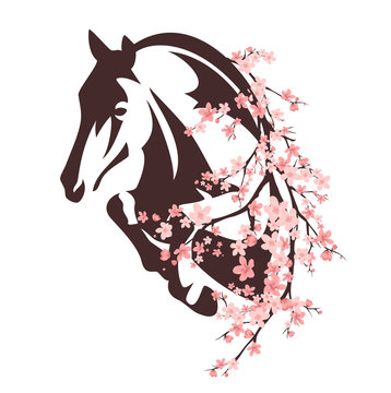 horse among flowers
