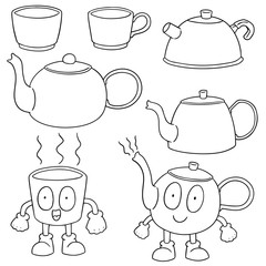 vector set of coffee or tea set