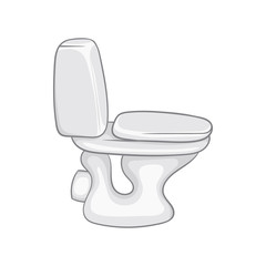 White toilet bowl icon in cartoon style on a white background