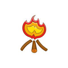 Campfire icon in cartoon style on a white background