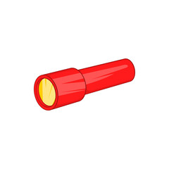 Red flashlight icon in cartoon style on a white background