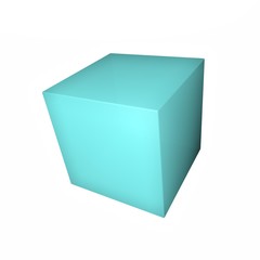 Blue cube isolated over white