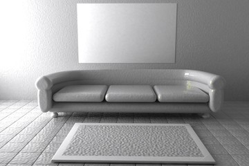 White sofa in white lobby