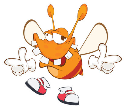 Illustration of a Funny clothes moth . Cartoon Character