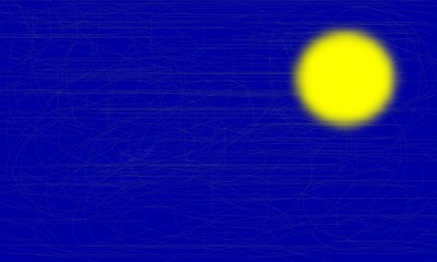 Illustration of sun painted on blue scratched background