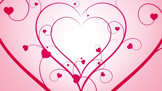 Loopable animated background of vines growing into hearts.