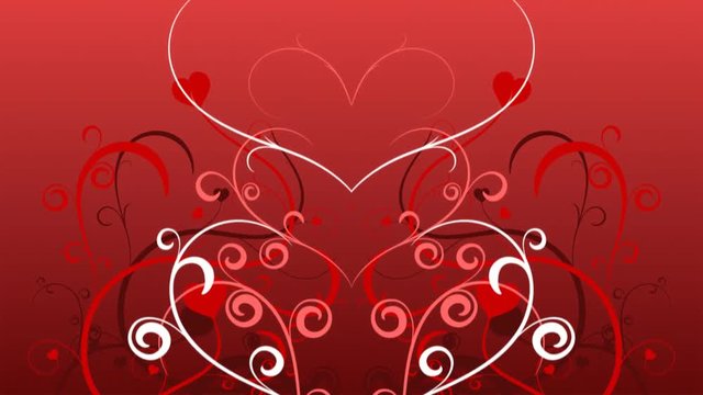 Loopable animated background of vines growing into hearts.